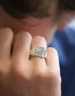 Chevalière Constant Argent Massif Damier Soleil