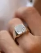 Chevalière Thibalt Argent Massif Damier Étoile