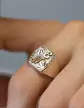 Chevalière Thibalt Argent Massif Damier Étoile Double