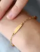 Bracelet identité bébé plaque ovale avec ambre