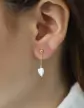 Boucles d'Oreilles Pendant Coeur de Nacre 18K