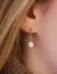 Boucles d'Oreilles Pendant Pastille de Nacre 18K