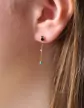 Boucles d’Oreilles Pendantes en Or Jaune 18K avec Pierres Fines Noires, Roses et Bleues