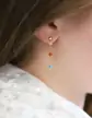 Boucles d’Oreilles Pendantes en Or Jaune 18K avec Pierres Fines Blanches Oranges et Bleues