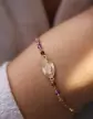 Bracelet Médaille Miraculeuse Soleillée Or Jaune 18K Multi Pierres Roses & Violettes