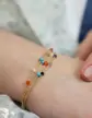 Bracelet Or jaune 18K Double Rang Or et Pierres Fines Mates