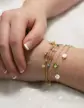 Bracelet Or jaune 18K 6 Pampilles Pierres Fines Vertes et Bleues