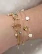 Bracelet Or jaune 18K 6 Pampilles Pierres Fines Vertes et Bleues