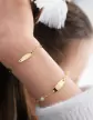 Bracelet Plaque Ovale en Or Jaune 18K et Pierres Fines Beige Verte Rose