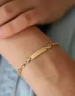 Bracelet Identité Bébé 18K plaque Rectangle Maille Grain de Café - Modèle léger