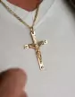 Croix Latine Étoilée, Christ en Or et Diamants Personnalisable