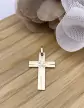 Pendentif Croix Latine Étoilée et Rainurée en Or
