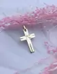 Pendentif Croix Latine Étoilée et Rainurée en Or