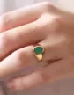 Chevalière Ovale Agathe Verte Or