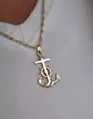 Pendentif Ancre Marine Barre et Corde en Or