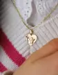Médaille Coeur Brossée Motif Étoilé avec Ange Penseur en Or Personnalisable