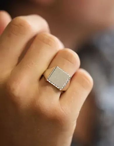 Chevalière Christophe Argent Massif Brossée