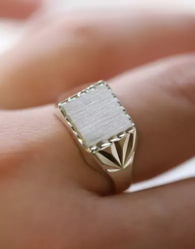 Chevalière Constant Argent Massif Brossée