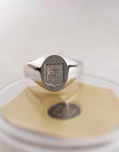 Chevalière Olympe Massive Brossée Blason sur-mesure