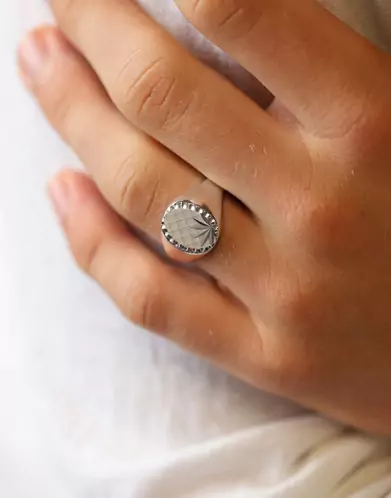 Chevalière Orphée Argent Massif Damier Étoile