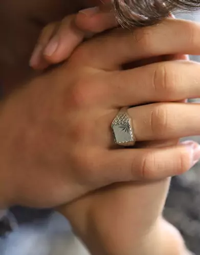 Chevalière Charlie Argent Massif Damier Gaufrés