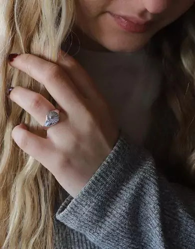 Chevalière Argent Océane Damier Soleil Diamant