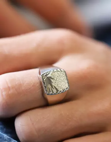 Chevalière Thibalt Argent Massif Brossée Étoile