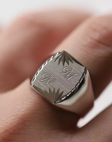 Chevalière Thibalt Argent Massif Brossée Étoile Double