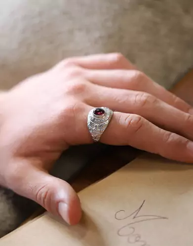 Bague Américaine & Rhodolite Argent Massif