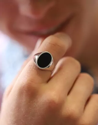 Chevalière Onyx Orion Argent Massif