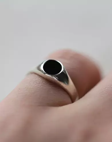 Chevalière Argent Onyx Romane