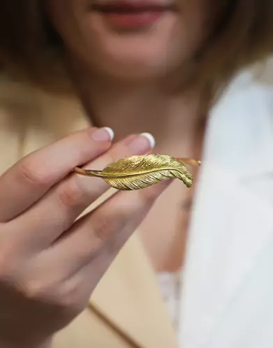 Bracelet Jonc Plume en Or 18K