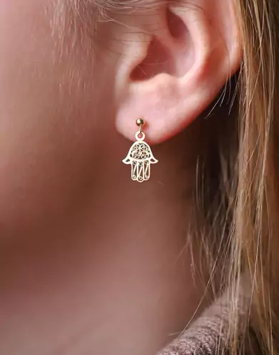 Boucles d'Oreilles Main de Fatma en Or