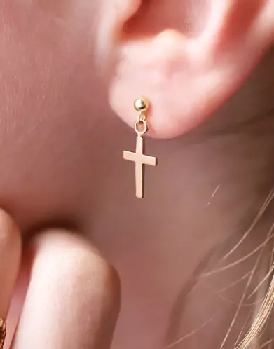 Boucles d'Oreilles Croix en Or