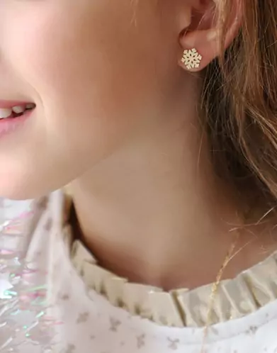 Boucles d'Oreilles Flocon en Or