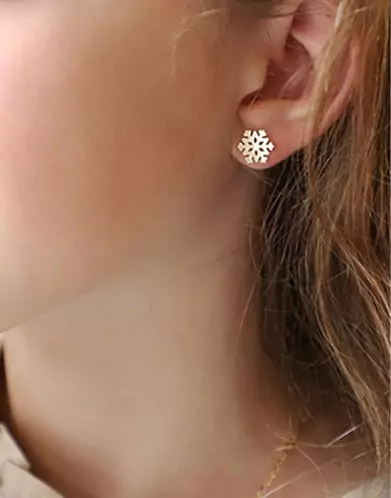 Boucles d'Oreilles Flocon en Or