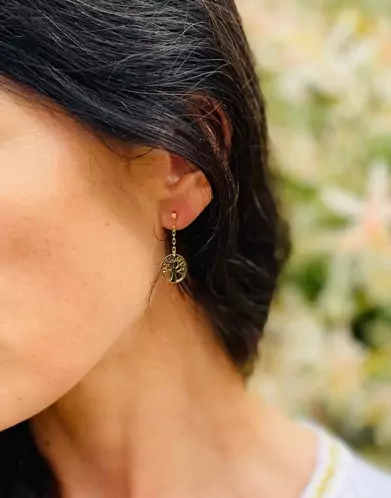 Boucles d'Oreilles Pendantes Arbre de Vie