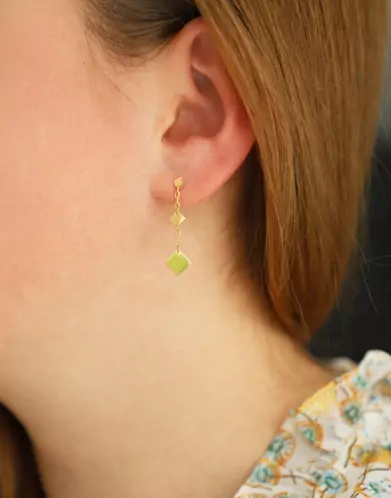 Boucles d'Oreilles 3 Losanges en Or