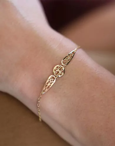 Bracelet Or jaune Filigrane Motif goutte