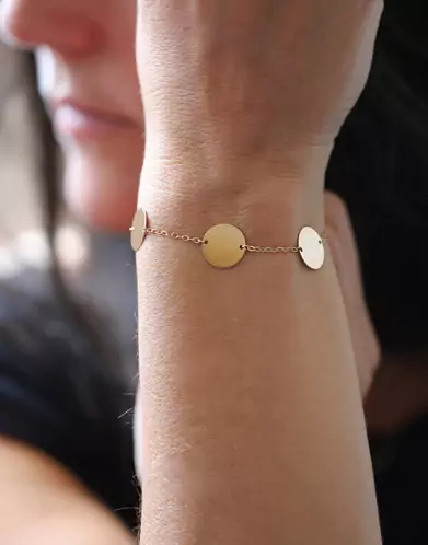 Bracelet Trois Médailles Rondes en Or Personnalisable