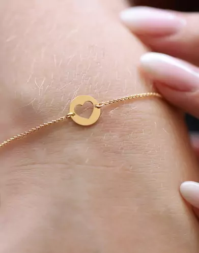 Bracelet Or jaune 18K Coeur Ajouré