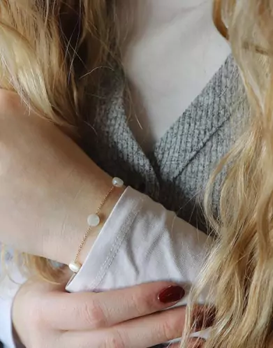 Bracelet Or jaune 18K 3 Pastilles de Nacre