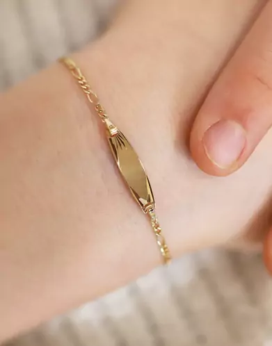 Bracelet Identité Bébé plaque Ovale Maille alternée