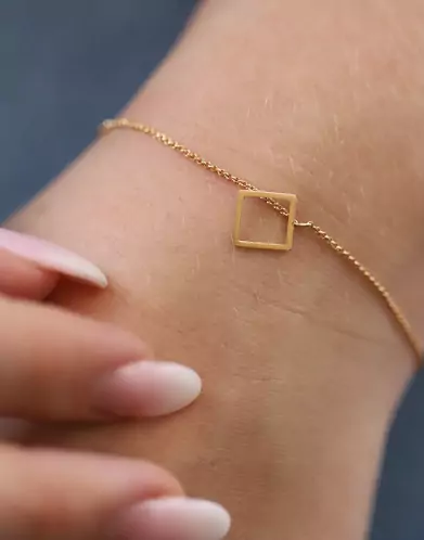 Bracelet or jaune 18K Géométrique Carré