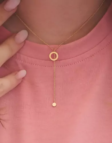 Collier Géométrique Rond et Chaîne en Or Jaune 18K