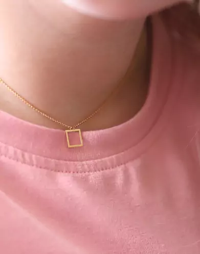 Collier Géométrique Carré Or Jaune 18K