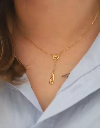 Collier Pendant Goutte Filigrane Or jaune