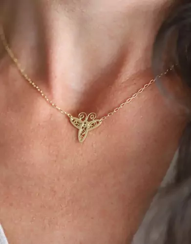 Collier Petit Papillon Filigrane Or jaune