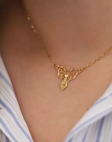 Collier Grand Papillon Filigrane Or jaune