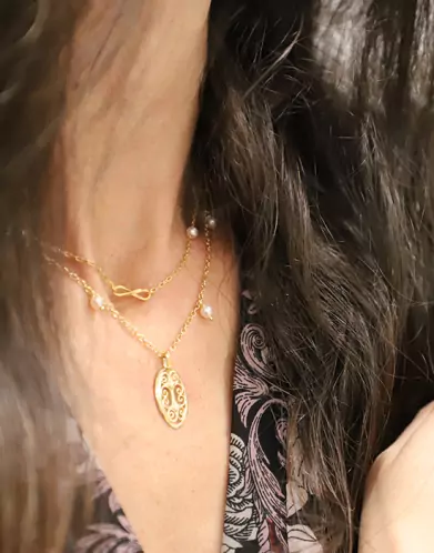 Collier Filigrane et Perles en pampille Or jaune